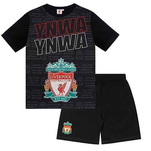 Liverpool FC - Kinder Schlafanzug-Shorty - Offizielles Merchandise - Geschenk für Fußballfans - Schwarz mit Schriftzug - 12-13 Jahre von Liverpool FC