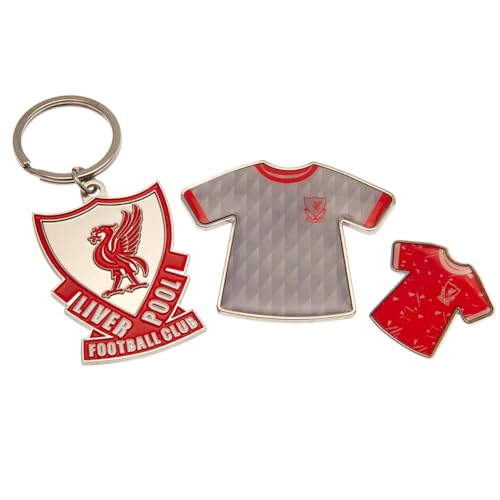 Liverpool FC Schlüsselanhänger und Abzeichen, 3 Stück, Silber/Rot, Einheitsgröße von Liverpool FC