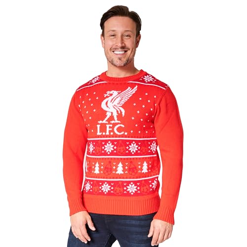 Liverpool FC Weihnachtspullover Herren & Teenager mit Rundhalsausschnitt - Fussball Geschenke Männer (Rot, 2XL) von Liverpool FC