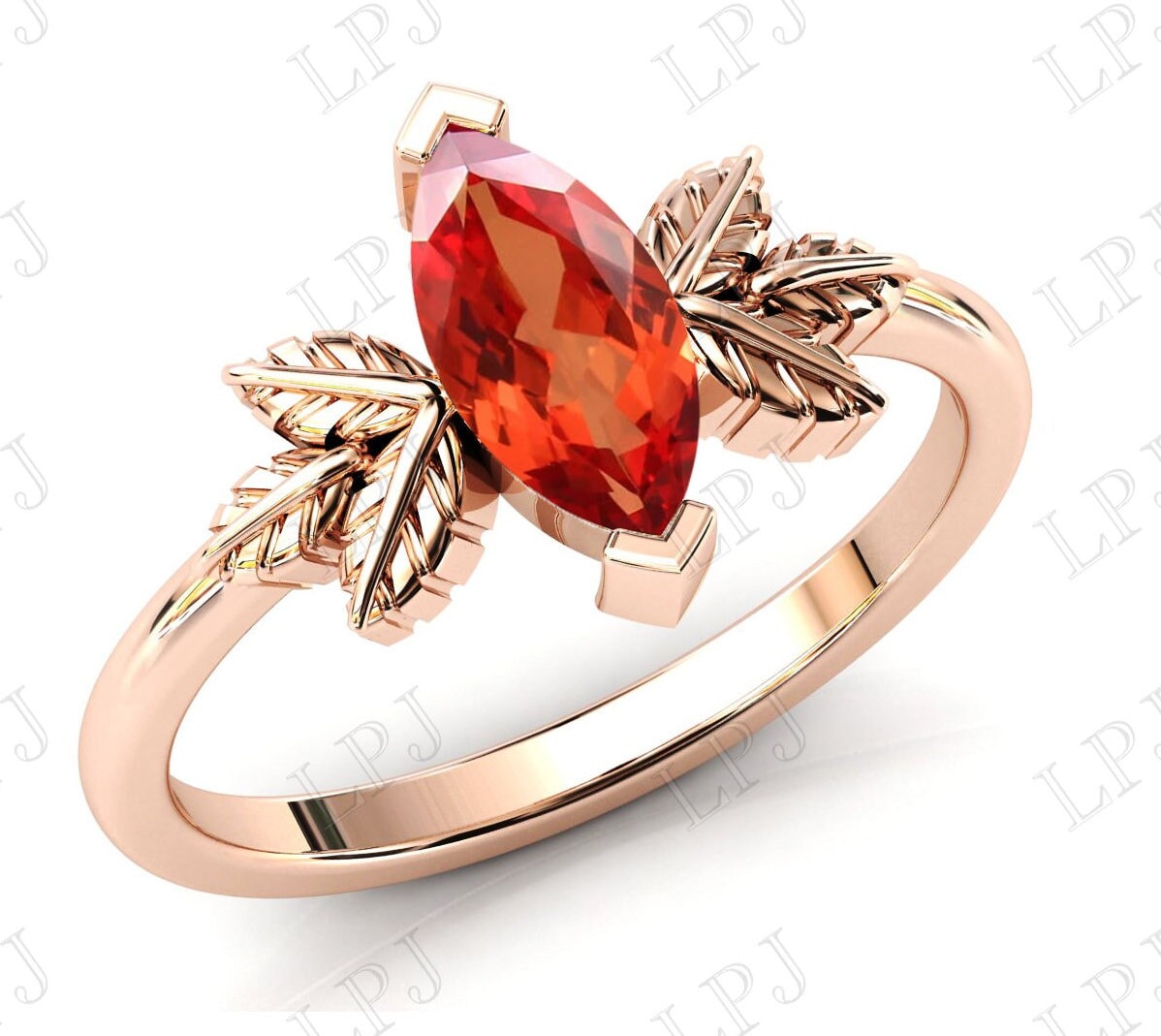 Art Deco Orange Saphir Verlobungsring Rosegold Frauen Ehering Antik Braut Ring Für von LiverpoolJewelry
