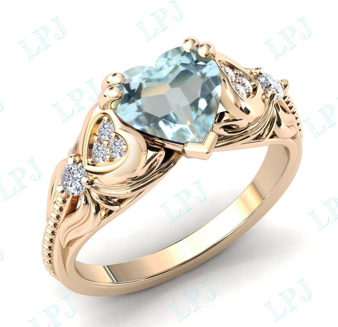 Herz Form Aquamarin Verlobungsring Vintage Art Deco Braut Versprechensring Herzförmiger Ehering Für Frauen Jahrestag Geschenk von LiverpoolJewelry