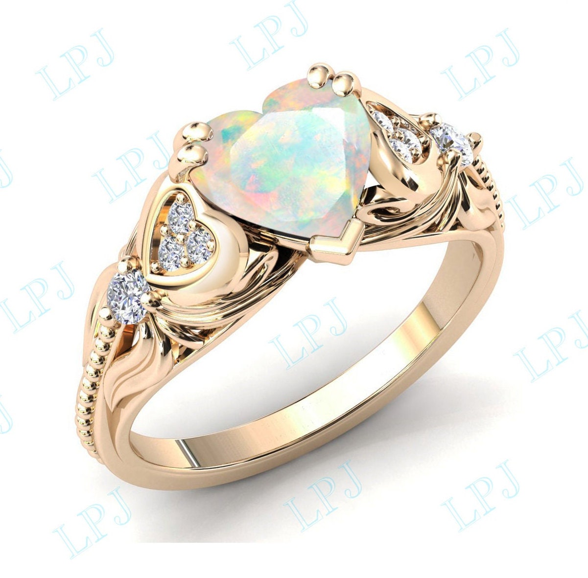 Herz Form Opal Verlobungsring 14K Gold Frauen Ehering Art Deco Vintage Braut Versprechen Ring Antik Jahrestag Für Sie von LiverpoolJewelry