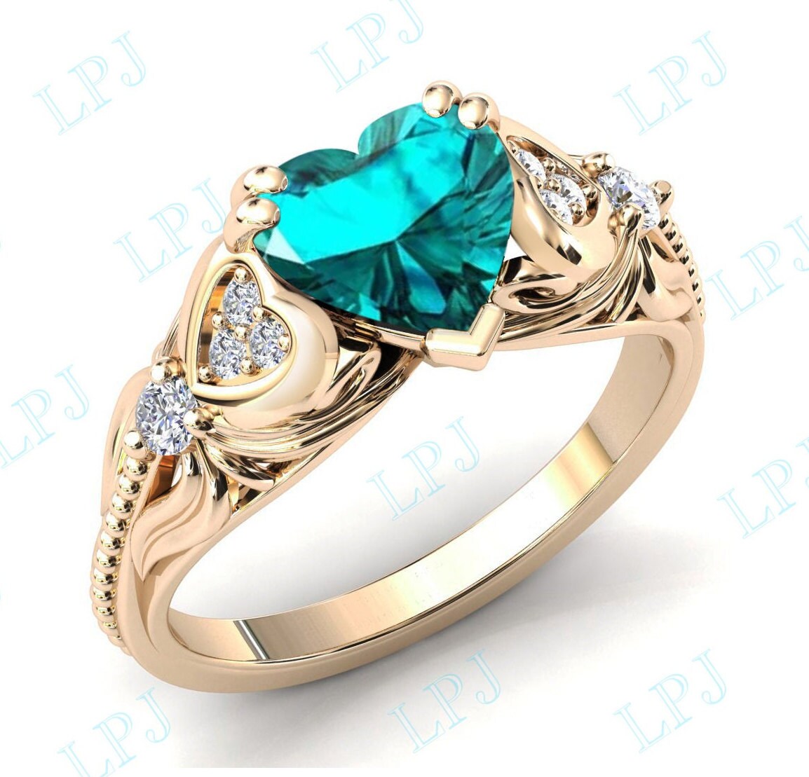 Herzförmiger Paraiba Turmalin Verlobungsring 925 Silber Vintage Ehering Unikat Vorschlag Ring Jahrestag Geschenk von LiverpoolJewelry