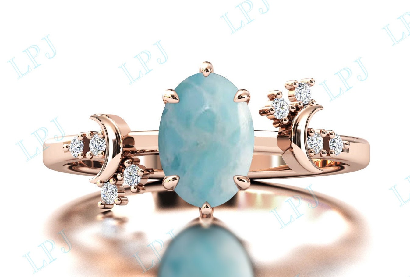 Mond Meines Lebens Larimar Verlobungsring Für Frauen 14K Gold Antik Ehering Stil Ring Braut Unikat Jahrestag von LiverpoolJewelry