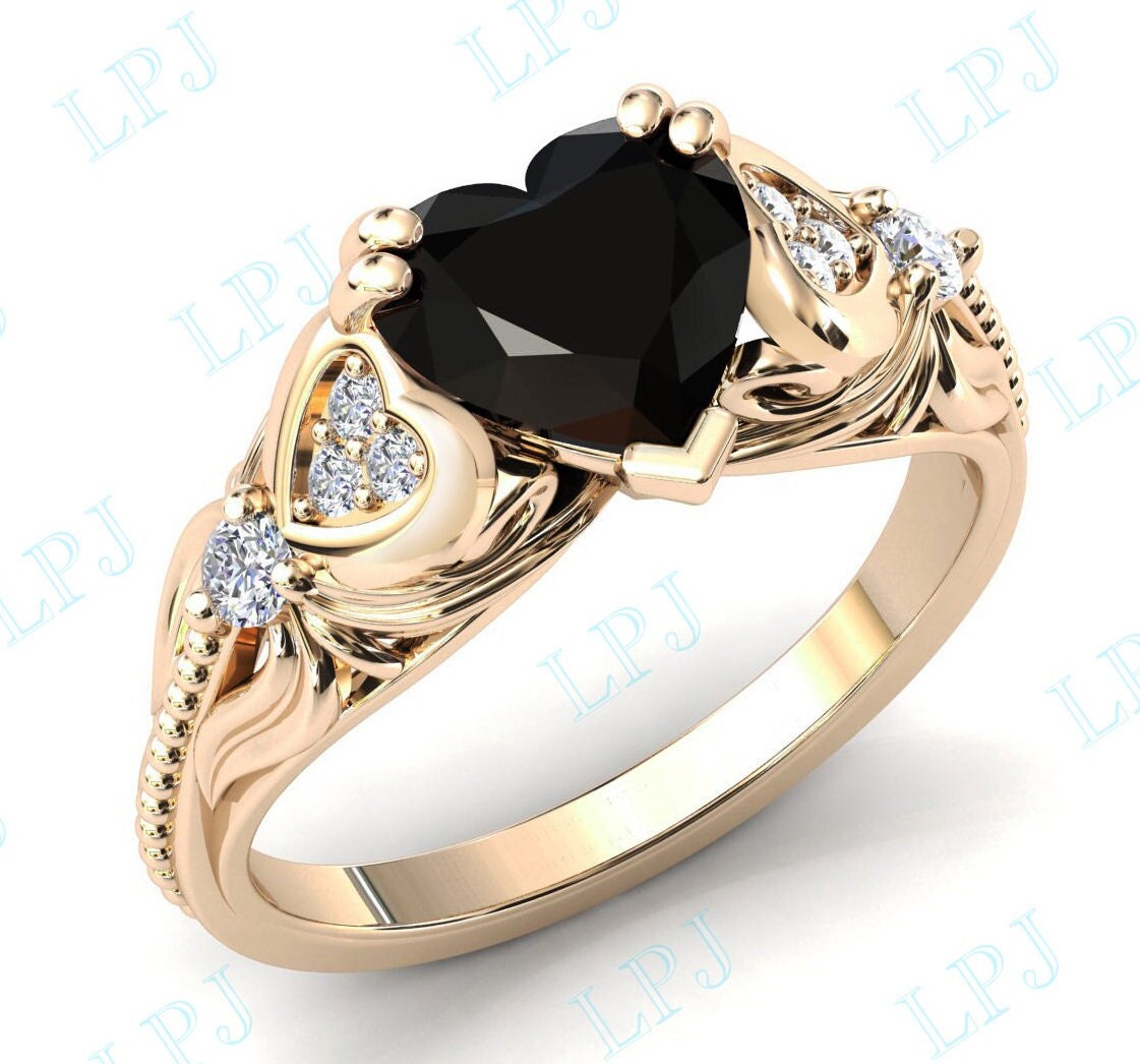 Schwarzer Onyx Verlobungsring Für Frauen Vintage Edelstein Ring von LiverpoolJewelry