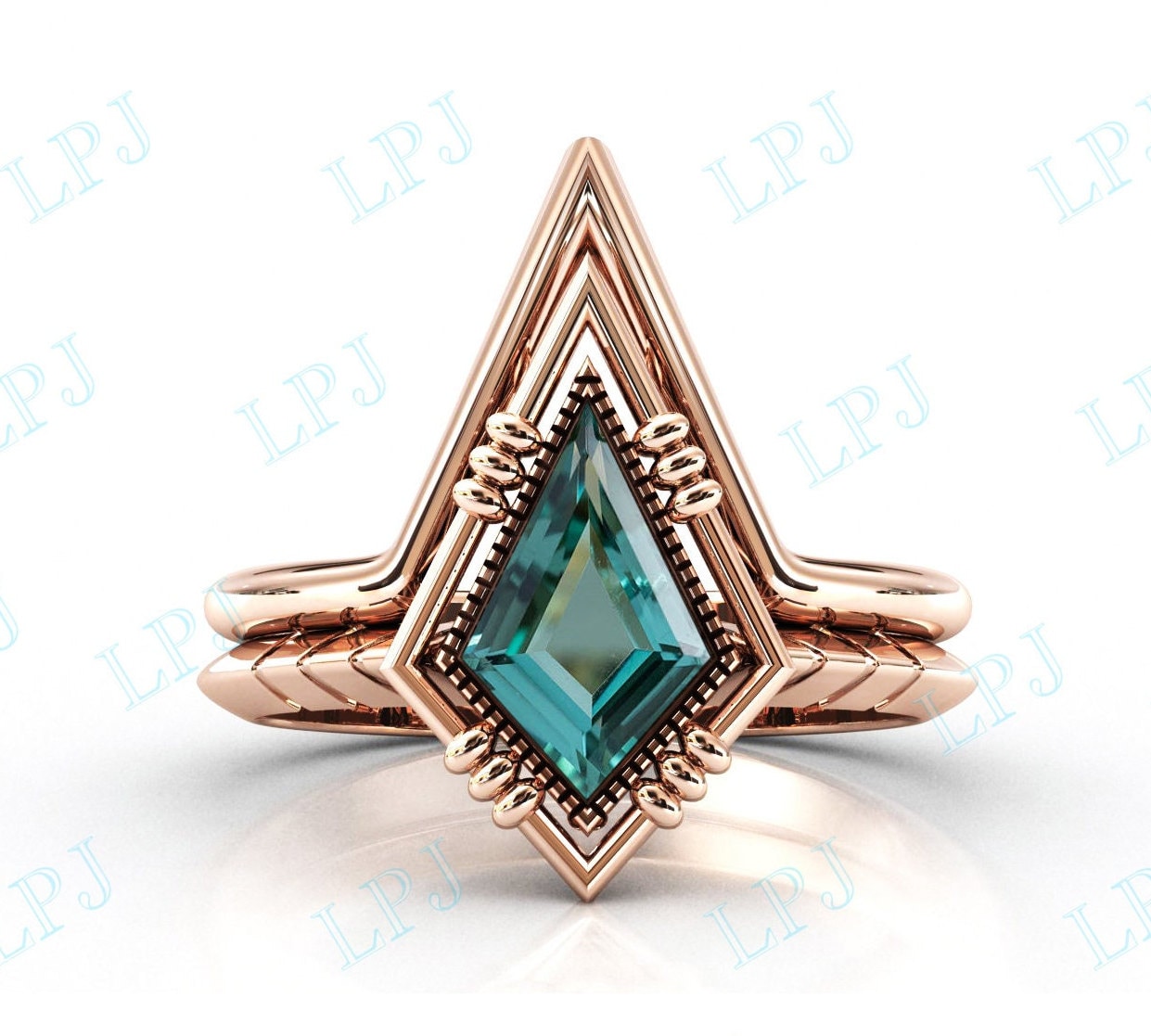 Vintage Paraiba Turmalin Verlobungsring Set Drachenschliff Antik Ehering Unikat Jahrestag Ring von LiverpoolJewelry