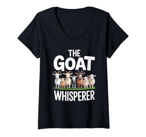 Damen Lustiger Ziegenflüsterer Spruch Bauernhof Tier Humor Frauen Männer Witz T-Shirt mit V-Ausschnitt Damen Lustiger Ziegenflüsterer Spruch Bauernhof Tier Humor Frauen Männer Witz T-Shirt mit V-Ausschnitt von Livestock Farmer Humor Goat Lover Dad Mom Sarcasm