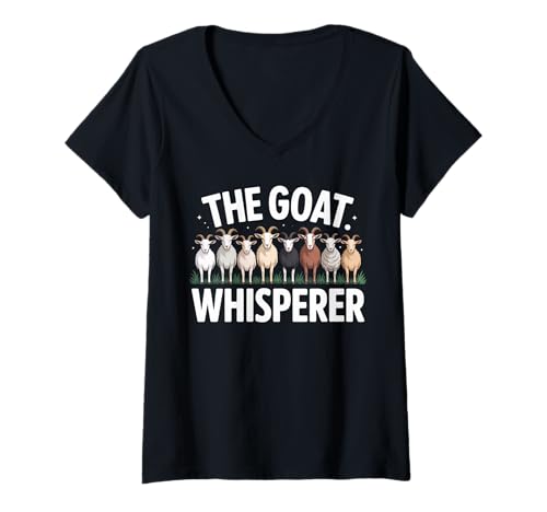 Damen Lustiger Ziegenflüsterer Spruch Bauernhof Tier Humor Frauen Männer Witz T-Shirt mit V-Ausschnitt Damen Lustiger Ziegenflüsterer Spruch Bauernhof Tier Humor Frauen Männer Witz T-Shirt mit V-Ausschnitt von Livestock Farmer Humor Goat Lover Dad Mom Sarcasm