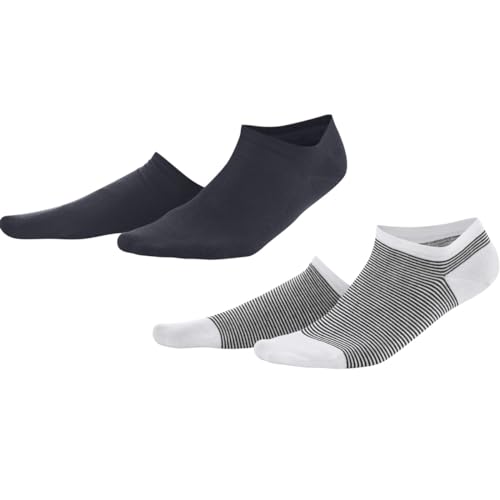 Living Crafts - ABBY | Sneaker-Socken, 2er-Pack - Nachhaltige Bio-Qualität Socken, Ausgezeichnete Passform, Schmales Feinripp-Bündchen, Tiefer Ausschnitt am Knöchel, Gestreiftes und Unifarbenes Design von Living Crafts