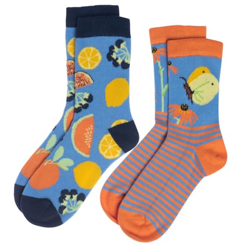 Living Crafts - BEAR | Socken, 2er-Pack - Kindersocken mit Tiermotiven, Komfortable Passform, Farbenfrohe Designs, Hergestellt aus nachhaltiger Bio-Baumwolle (23-26, Delicious Fruits) von Living Crafts