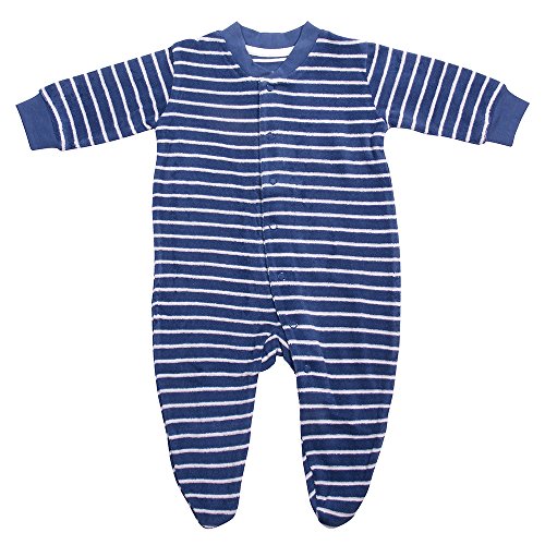 Living Crafts Baby/Kinder Frottee-Schlafanzug Bio-Baumwolle Denim Blue/White Striped 92 von Living Crafts