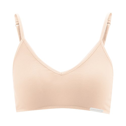 Living Crafts - Camilla | Pullover BH Bio-Baumwolle Sport-BH, Top Weste, Bralette Bustier | Bequem, weich, bügellos für Damen (Skin, L) von Living Crafts