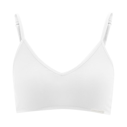 Living Crafts - Camilla | Pullover BH Bio-Baumwolle Sport-BH, Top Weste, Bralette Bustier | Bequem, weich, bügellos für Damen (Offwhite, M) von Living Crafts