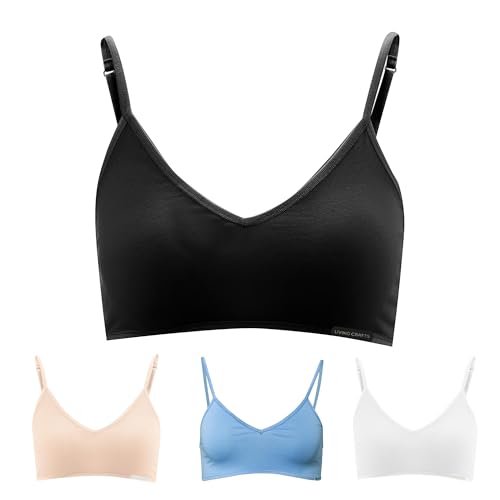 Living Crafts - Camilla | Pullover BH Bio-Baumwolle Sport-BH, Top Weste, Bralette Bustier | Bequem, weich, bügellos für Damen (Black, M) von Living Crafts