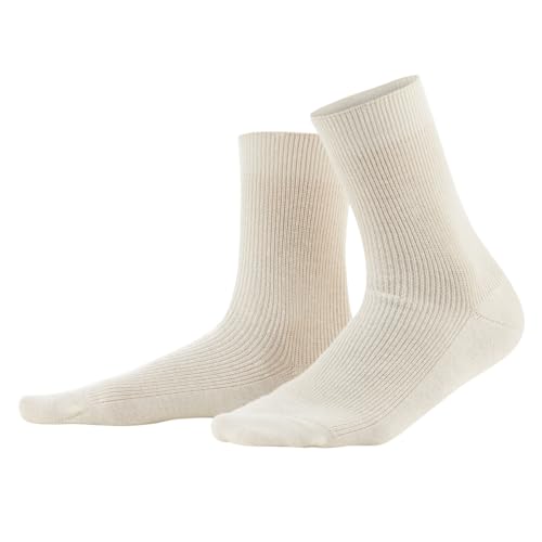 Living Crafts - DAVOS | Socken - Atmungsaktiv, Sanft Wärmend, Elastischer Rippstrick, Breite Rippbündchen, Für Damen und Herren (23-25, Natural) von Living Crafts