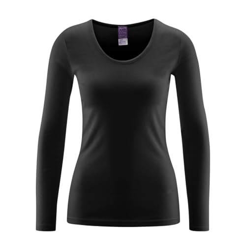 Living Crafts Damen Langarm Unterhemd 4359 aus Bio Baumwolle, schwarz Gr. 44/46 von Living Crafts