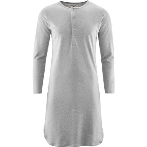 Living Crafts - Dominique | Retro-Nachthemd - Bio-Baumwolle, schlaftshirt Unisex, Interlock-Jersey, Rundhalsausschnitt, Dopplenahtsaum (Grey Melange, XL) von Living Crafts