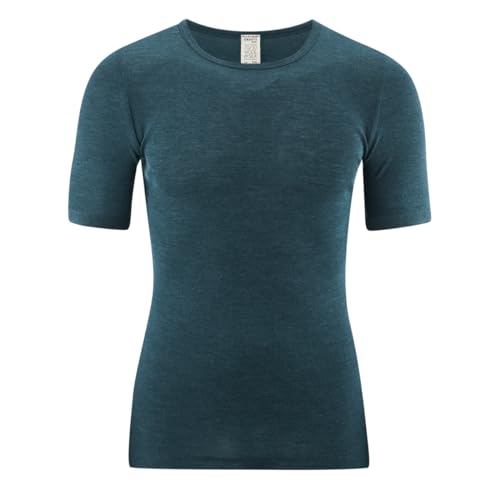 Living Crafts - Harry | Kurzarm-Shirt - Atmungsaktives, Temperatur-ausgleichendes Bio-Wolle und Seide Shirt (6, Petrol) von Living Crafts