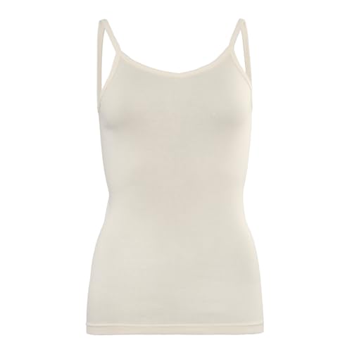 Living Crafts - Julia | Spaghettiträger-Top - Hochwertiges Feinripp, Bequeme Passform ohne Seitennähte, Tiefer Rundhalsausschnitt, Doppelnahtsaum, Bio-Baumwolle (XL, Natural) von Living Crafts