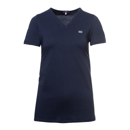 Living Crafts - MARA | Schlafshirt - Single Jersey, V-Ausschnitt, Angesetzte Kurze Ärmel, Doppeltahtsaum, dezentes Logo (L, Navy) von Living Crafts
