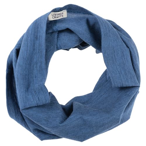 Living Crafts - NIKKAS | Multifunktionstuch, Herbst- & Winterschal, Halstuch, Motorrad-Gesichtsmaske, Halswärmer, Wolle, Baumwolle (Bio) für Damen und Herren (Mid Blue) von Living Crafts