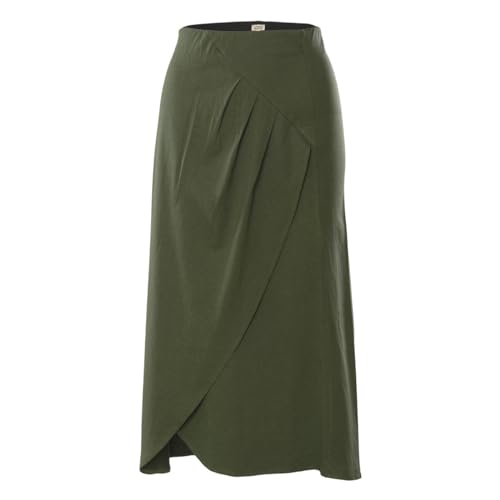 Living Crafts - OMBRETTA | Midi Wickelrock,asymmetrischer Saum, Maxi A-Linie Rock, Overlap-Midirock für Damen von Living Crafts