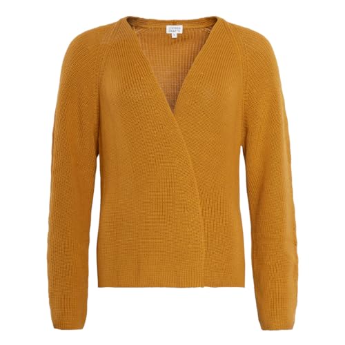 Living Crafts - Olivia | Strickjacke - Modischer, weit Geschnittener Cardigan ohne Knopfleiste, Weite Ärmel im Raglan-Stil, tief gezogener V-Ausschnitt, 100% Bio-Baumwolle (L, Amber) von Living Crafts