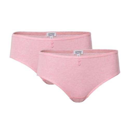 Living Crafts - RASINA | Slip, 2er-Pack - Hochqualitativer Feinripp-Stoff, elastische Abschlüsse, mit Häkelkante und Zierknöpfchen, natürlich elastisch von Living Crafts