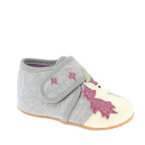 Living Kitzbühel Unisex Baby Babyklettschuh Einhorn & Regenbogen Hausschuhe, hellgrau, 19 EU von Living Kitzbühel