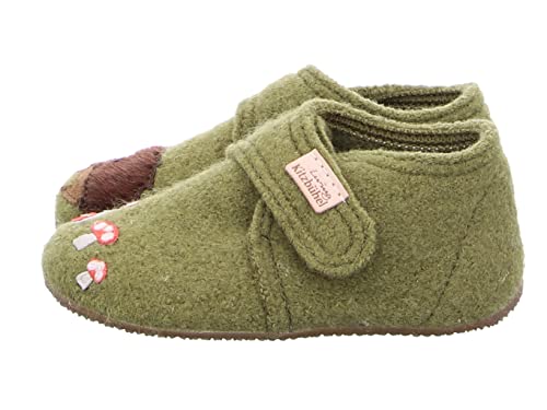 Living Kitzbühel Babyklettschuh Igel und Pilz Hausschuh, Olive Oil, 21 EU von Living Kitzbühel