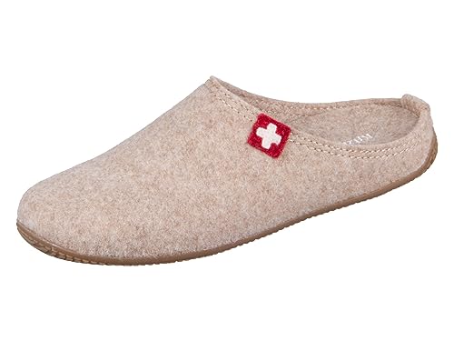 Living Kitzbühel Damen Pantoffel Filz Schweizer Kreuz Hausschuh, Camel, 37 EU von Living Kitzbühel