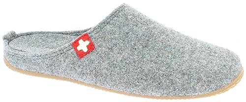 Living Kitzbühel Damen Pantoffel Filz Schweizer Kreuz Hausschuh, Circular Grey, 37 EU von Living Kitzbühel