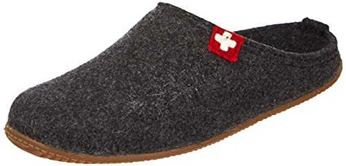 Living Kitzbühel Filzpantoffel Schweizer Kreuz Unisex | Hausschuhe aus Wolle | Atmungsaktiv & Rutschfest | Handgefertigt in Europa | Anthra von Living Kitzbühel