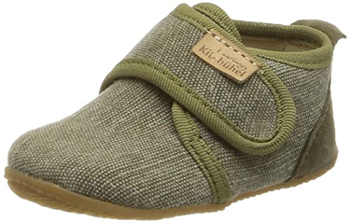 Living Kitzbühel Jungen Unisex Kinder Babyklett. Velourkappe Uni Hausschuh, Khaki, 19 EU von Living Kitzbühel