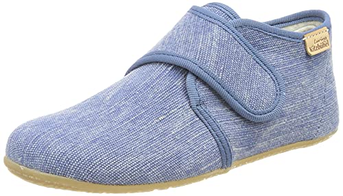 Living Kitzbühel Jungen Unisex Kinder Babyklettschuh unifarben mit Lederinnnensohle Recycled Cotton Hausschuh, Ocean, 18 EU von Living Kitzbühel