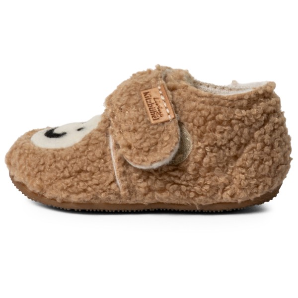 Living Kitzbühel - Kid's Smiley Plüsch-Klettschuh - Hausschuhe Gr 24 braun von Living Kitzbühel