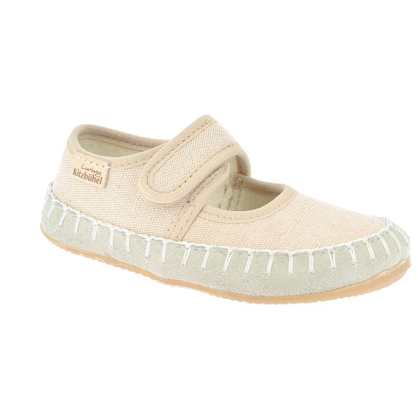 Living Kitzbühel - Kid's Spangenballerina mit Häkelnaht - Hüttenschuhe Gr 30 beige von Living Kitzbühel