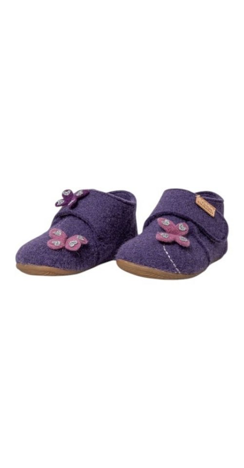 Living Kitzbühel Klettschuh Sissi Schmetterling (Wolle) Unifarben purple magic Mädchen Hausschuh von Living Kitzbühel
