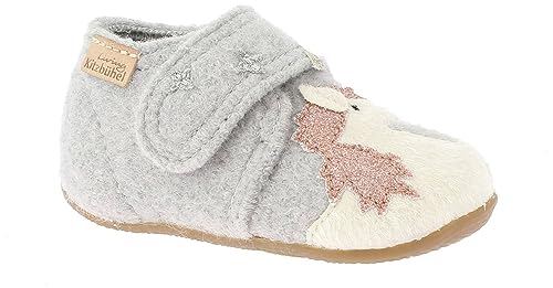 Living Kitzbühel Mädchen Babyklett. Einhorn Hausschuhe, Grau (Hellgrau 620) von Living Kitzbühel