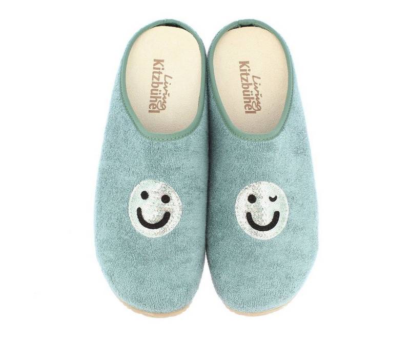 Living Kitzbühel Pantoffel Frottee Smiley (Baumwolle) mintgrün Damen Hausschuh von Living Kitzbühel