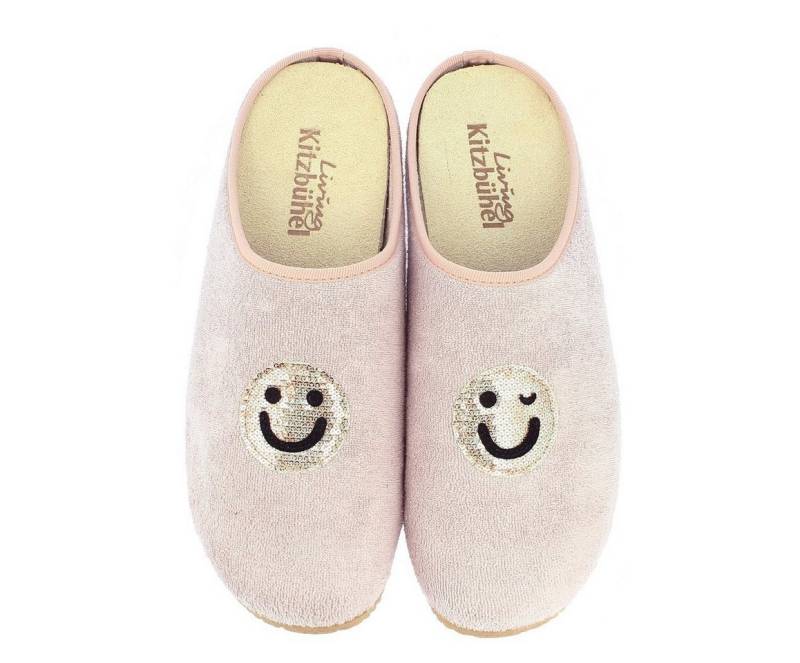 Living Kitzbühel Pantoffel Frottee Smiley (Baumwolle) pink Damen Hausschuh von Living Kitzbühel