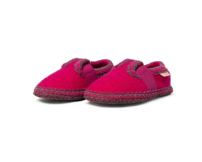 Living Kitzbühel T-Modell mit Häkelverzierung fuchsia Kleinkinder/Kinder Hausschuh von Living Kitzbühel