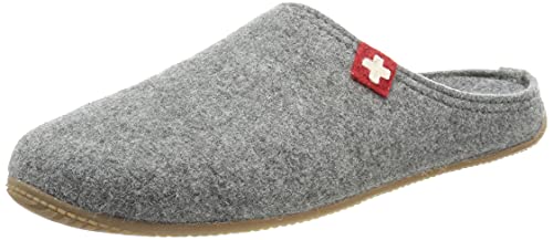 Living Kitzbühel Filzpantoffel Schweizer Kreuz Unisex | Hausschuhe Kinder aus Wolle | Atmungsaktiv & Rutschfest | Handgefertigt in Europa | Grau von Living Kitzbühel