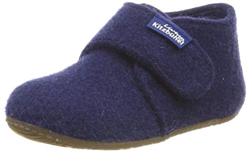 Living Kitzbühel Unisex Baby Babyklettschuh Filz Unifarben Hausschuhe, Blau Nightshadow 0585, 21 EU von Living Kitzbühel