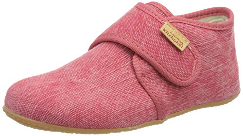 Living Kitzbühel Jungen Unisex Kinder Babyklettschuh unifarben mit Lederinnnensohle Recycled Cotton Hausschuh, Flamingo, 18 EU von Living Kitzbühel