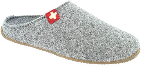 Living Kitzbühel Unisex-Erwachsene Pantoffel Schweizer Kreuz mit Fußbett Pantoffeln,Grau (Grau 610), 42 EU von Living Kitzbühel