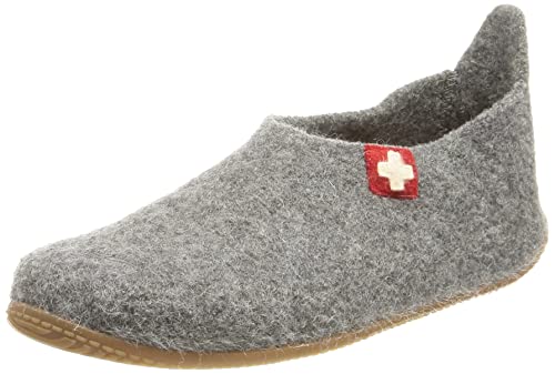 Living Kitzbühel Unisex Slipper Schweizer Kreuz Hausschuh, grau, 41 EU von Living Kitzbühel