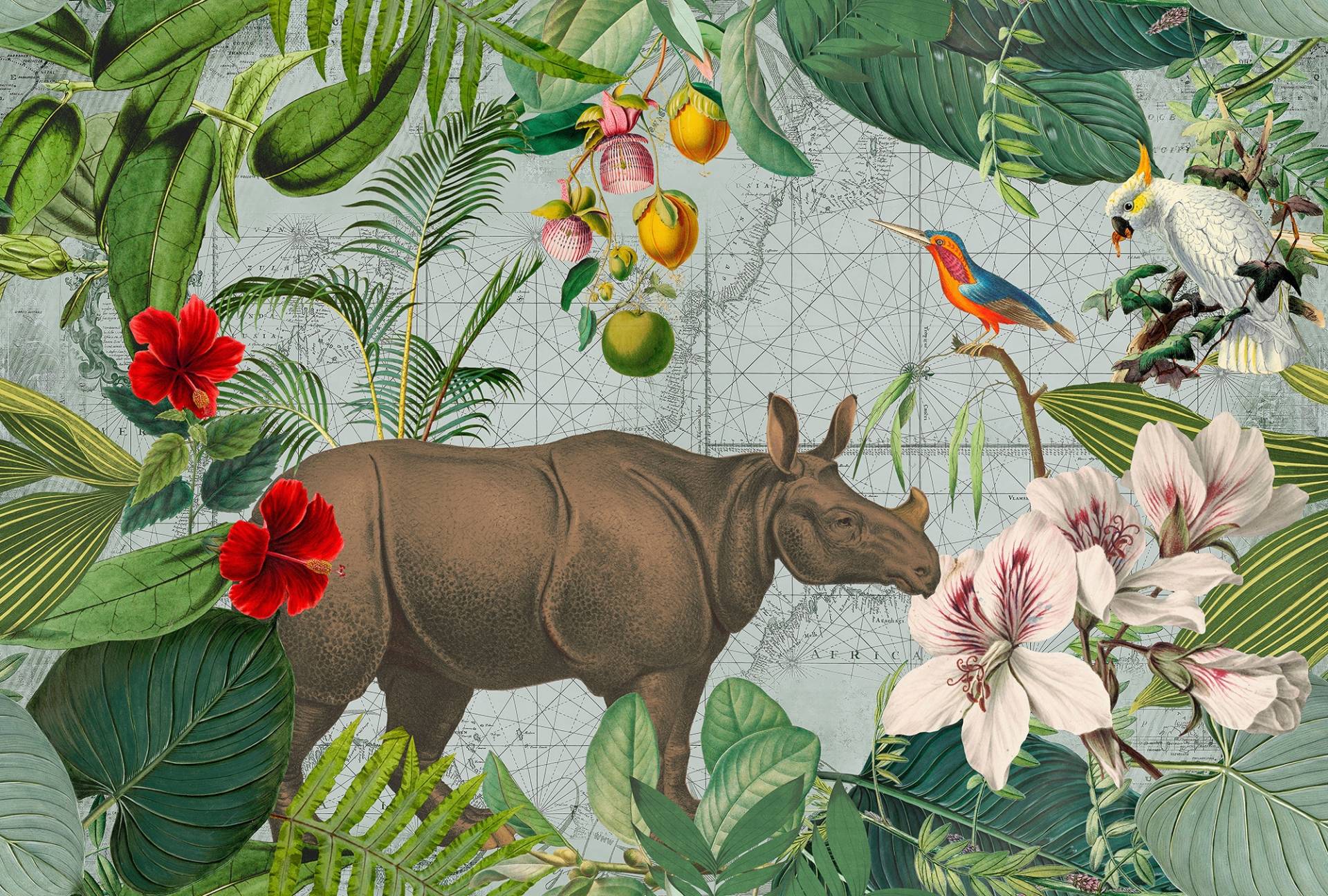 living walls Fototapete "ARTist Jungle Rhino" von Living Walls