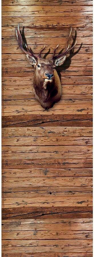 living walls Fototapete "Hirschgeweih auf Holz" glatt Vlies, Wand, Schräge von Living Walls