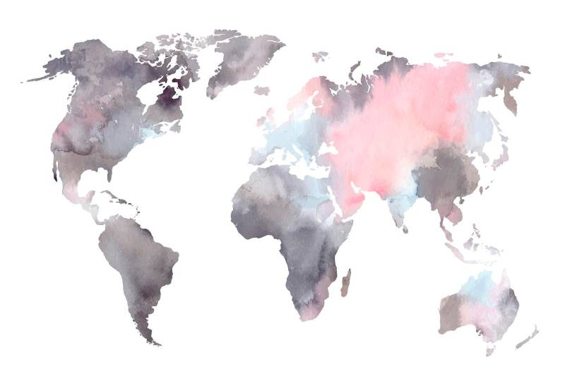 living walls Fototapete "Weltkarte aquarell" glatt Vlies, Wand, Schräge von Living Walls